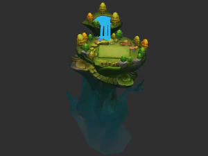 Waterfall Map Hand-Painted Game Assets 3D Model