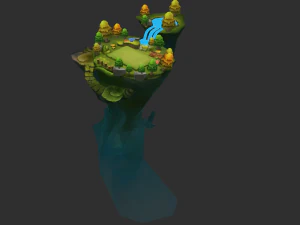 Waterfall Map Hand-Painted Game Assets 3D Model