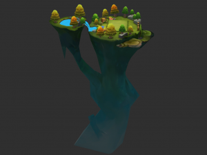 Waterfall Map Hand-Painted Game Assets 3D 模型