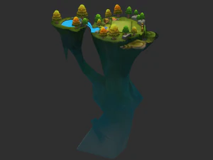 Waterfall Map Hand-Painted Game Assets 3D Model