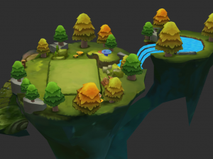Waterfall Map Hand-Painted Game Assets 3D 模型