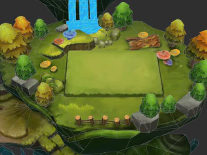 Waterfall Map Hand-Painted Game Assets 3D Model