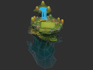 Waterfall Map Hand-Painted Game Assets 3D Model