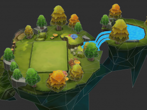 Waterfall Map Hand-Painted Game Assets 3D 模型