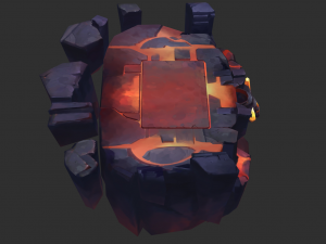 Volcano Map Hand-Painted Game Assets 3D Model