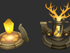 Recursos do jogo pintados &agrave; m&atilde;o da Jungle Tower Modelo 3D