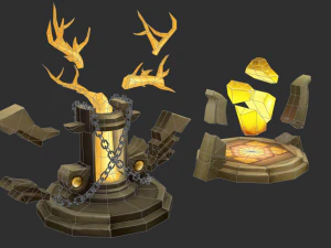 Jungle Tower Hand-Painted Game Assets 3D Model