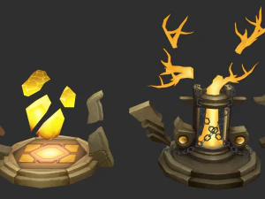 Jungle Tower Hand-Painted Game Assets 3D Model