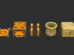 Jungle Items 1 Hand-Painted Game Assets 3D Model