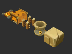 Jungle Items 1 Hand-Painted Game Assets 3D Model