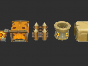 Jungle Items 1 Hand-Painted Game Assets 3D Model