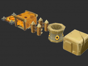 Jungle Items 1 Hand-Painted Game Assets 3D Model