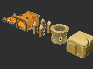 Jungle Items 1 Hand-Painted Game Assets 3D Model
