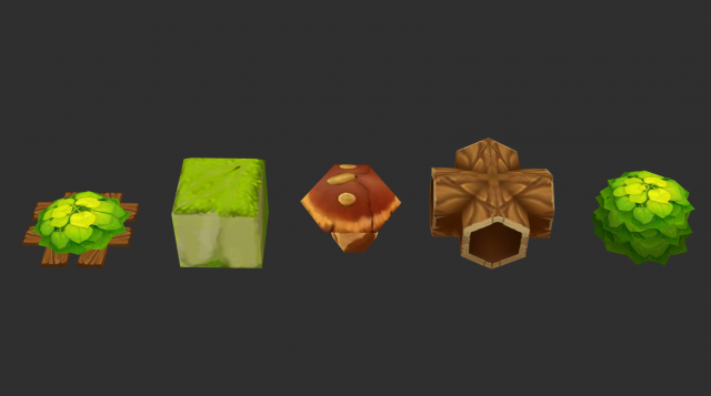 Jungle Items 2 Hand-Painted Game Assets 3Dモデル .c4d .max .obj .3ds .fbx .stl .blend 
