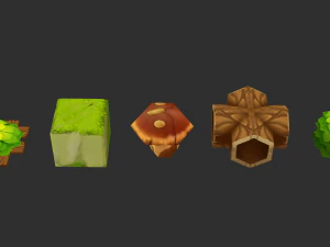 Jungle Items 2 Ativos de jogo pintados &agrave; m&atilde;o Modelo 3D