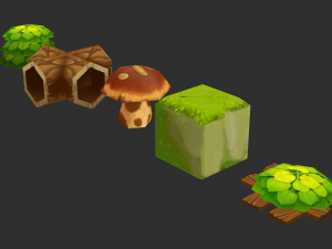Jungle Items 2 Hand-Painted Game Assets 3Dモデル