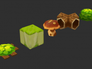 Jungle Items 2 Hand-Painted Game Assets 3Dモデル