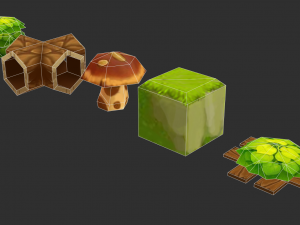 Jungle Items 2 Hand-Painted Game Assets 3Dモデル