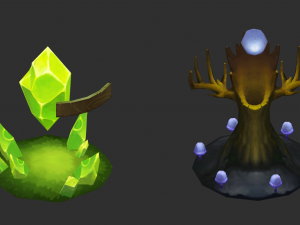 Waterfall Tower Hand-Painted Game Assets Model 3D