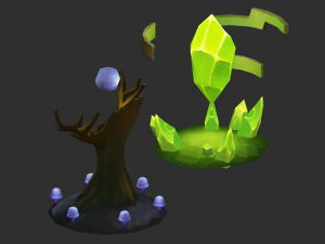 Waterfall Tower Hand-Painted Game Assets 3D मॉडल