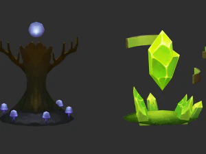 Waterfall Tower Hand-Painted Game Assets 3D Model