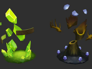 Waterfall Tower Hand-Painted Game Assets 3D Model