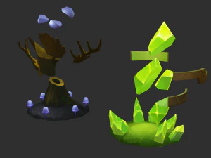 Waterfall Tower Hand-Painted Game Assets 3D Model