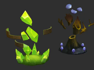 Waterfall Tower Hand-Painted Game Assets 3D Model