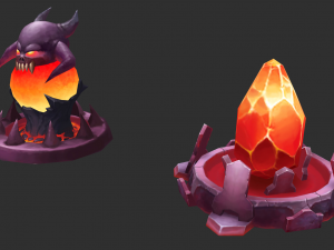 Volcano Tower Hand-Painted Game Assets Model 3D