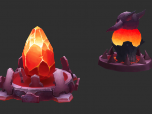 Volcano Tower Hand-Painted Game Assets Model 3D