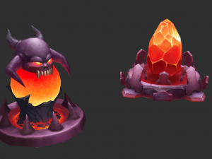 Volcano Tower Hand-Painted Game Assets Model 3D