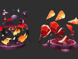 Volcano Tower Hand-Painted Game Assets Model 3D