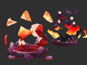 Volcano Tower Hand-Painted Game Assets Model 3D