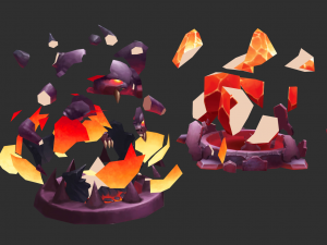 Volcano Tower Hand-Painted Game Assets Model 3D