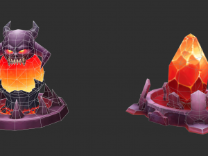 Volcano Tower Hand-Painted Game Assets Model 3D