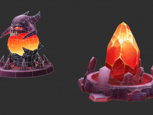 Volcano Tower Hand-Painted Game Assets Model 3D