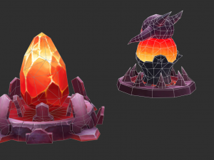 Volcano Tower Hand-Painted Game Assets Model 3D