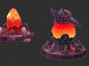 Volcano Tower Hand-Painted Game Assets Model 3D