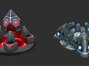 Ativos de jogo pintados &agrave; m&atilde;o na torre de f&aacute;brica Modelo 3D