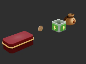 Bags Coins Chests Items Hand-Painted Game Assets 3D Model
