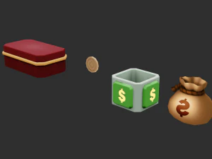 Bags Coins Chests Items Hand-Painted Game Assets 3D Model