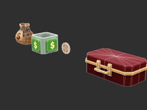 Bags Coins Chests Items Hand-Painted Game Assets 3D Model