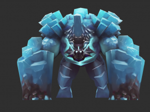 Boss Blue Malphite Hand-Painted Game Assets 3D Model