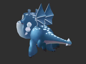 Blue Dragon Hand-Painted Game Assets 3D Model