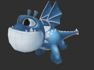 Blue Dragon Hand-Painted Game Assets 3D Model