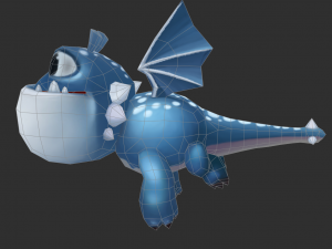 Blue Dragon Hand-Painted Game Assets 3D Model
