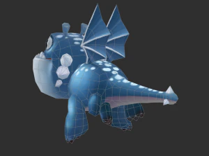 Blue Dragon Hand-Painted Game Assets 3D Model
