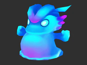 Aset Game yang Dilukis dengan Tangan Slime Biru Model 3D