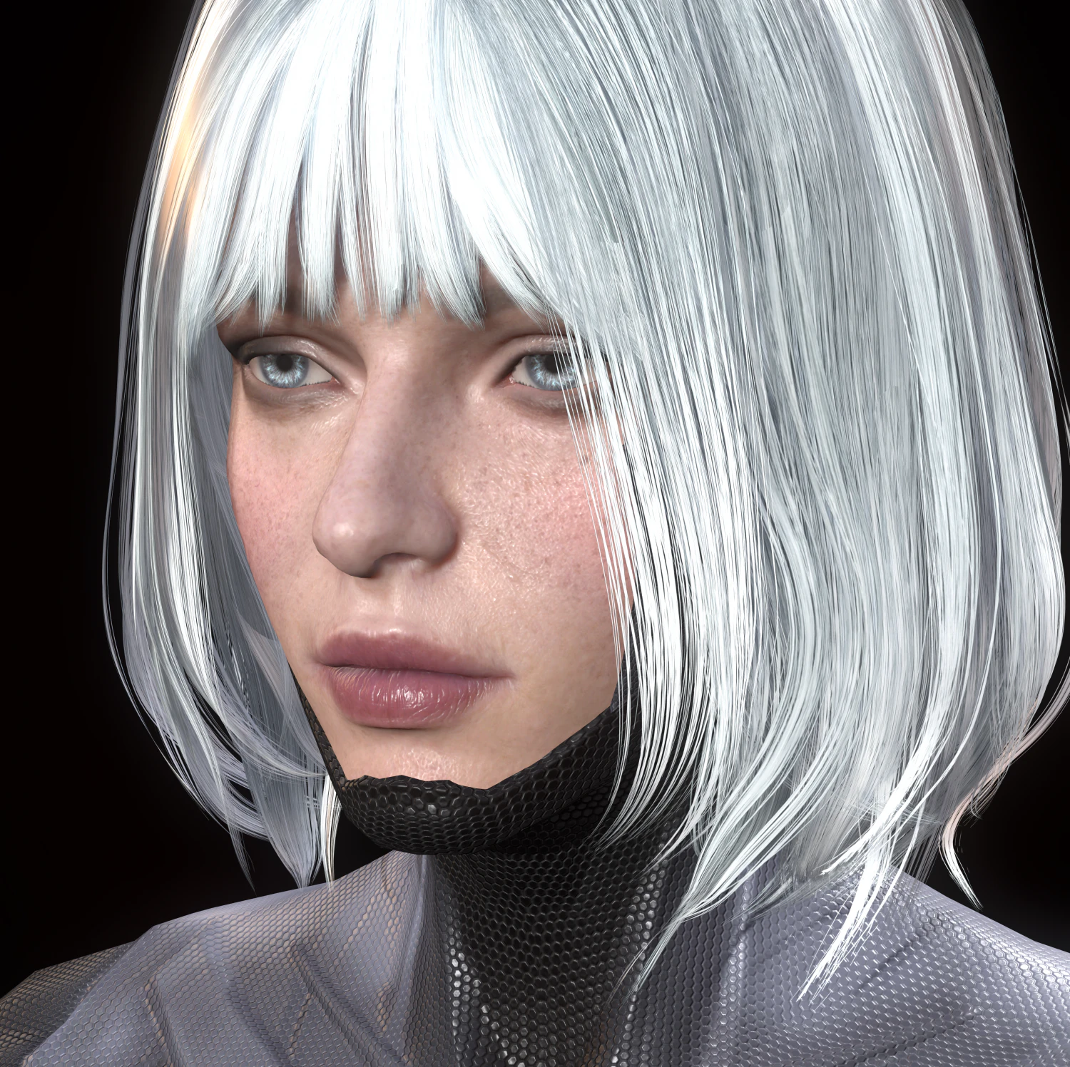 Cyborg Girl Highpoly Character 3D Model .c4d .max .obj .3ds .fbx .stl .blend