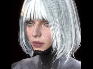 サイボーグ少女ハイポリキャラクター 3Dモデル